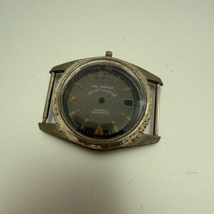 Vintage Paul Dominique Stainless Steel Mechanical Watch Silver Black Arabic Dial